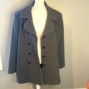 Halston Studio dark gray button down winter jacket size 14